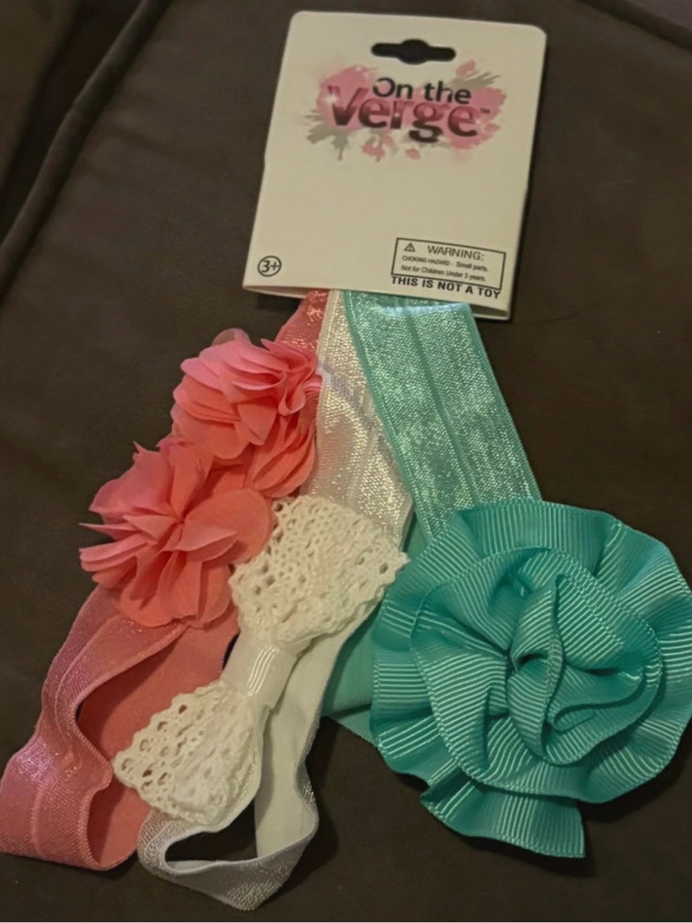 Girls' Pink, White & Teal Flower Headband Set